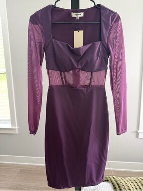 Midi Mesh Long Sleeve Dress